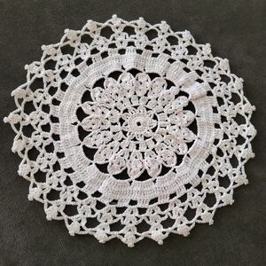 Vintage Handmade pale pink crochet doilie